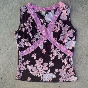 Vintage Y2K Floral Lace Top